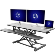VIVO 48 inch Desk Converter K Series Height Adjustable Sit to Stand Riser Dual Monitor and Laptop Workstation with Wide Keyboard Tray Black DESK
