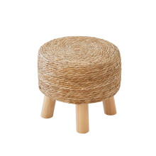 ALeesing Ronde Ottomaanse Kruk Natuurlijke Zeewier Voetsteun, Handgeweven Ronde Kruk Sofa Kruk