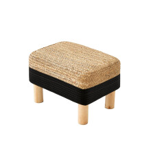 ALeesing ottomansk fotpall Rektangulrt fotstd Naturligt sjgrs fotpall med trben Handvvd multifunktionell modern pkldningspall Soffa Sidob