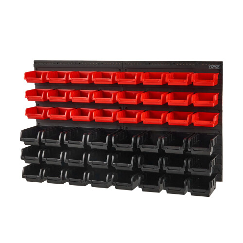VEVOR VEVOR Wall Mounted Storage Bins Small Parts Organizer Garage Tool Rack 48 Bins