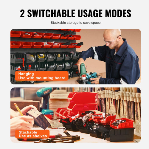 VEVOR VEVOR Wall Mounted Storage Bins Small Parts Organizer Garage Tool Rack 48 Bins 2