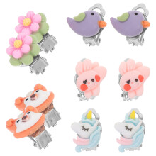 5 paar clip-on ohrringe mit cartoon-design für kinder ohne ohrlöcher