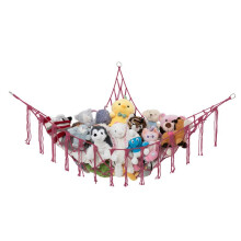 Lilly's Love Tuffed Animal Opbevaring Macrame H?ngek?je Stor - Boho Room Decor Leget?jsopbevaring - Hj?rneh?ngende Plys Plys Net Organizer (Pink)