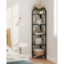 CHOEZON 5-Tier Corner Shelf Industrial Corner Bookshelf 59.4"""" Corner Storage Stand Plant Stand Display Shelf Corner Bookcase for Bedroom Living