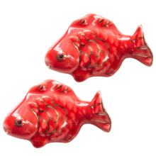 2Stk Keramik Essstäbchenhalter Roter Form (Rot)