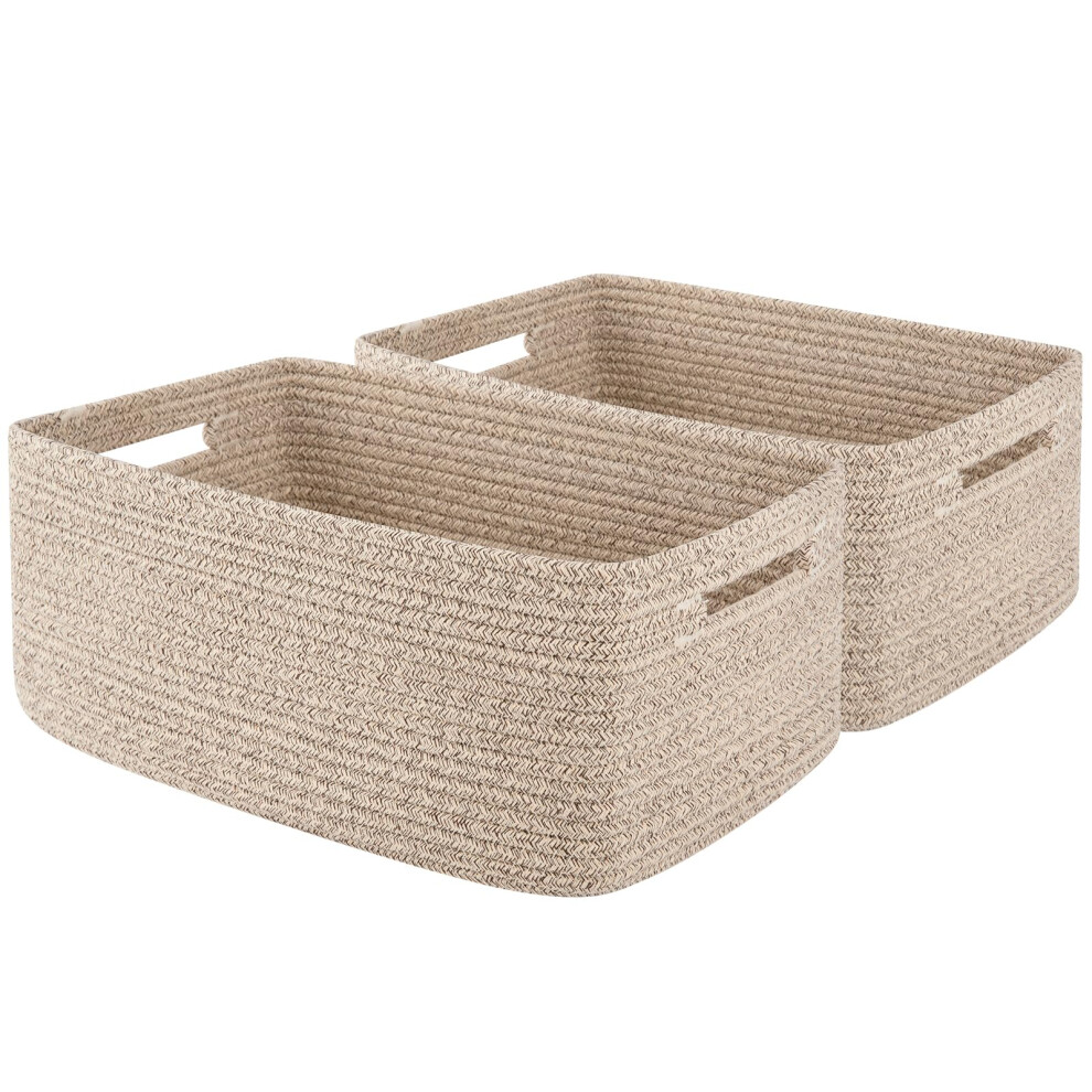Storage Basket For Shelves Closet Cube Storage Bins Baskets For Clothes Blanket Towels Baby Nursery Toy Box Woven Rope Basket 15.75*11.8 Oiahomy