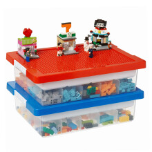 MACOPRO Lelujen silytysjrjestelylaatikko Lego-lelulaatikolle, jossa on rakennuslevyn kansi ja irrotettava alusta rakennuspalikka silytyspinoavat m