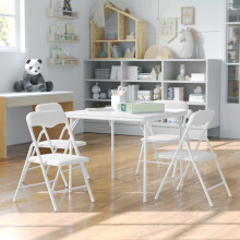 Flash Furniture Mindy Kids 5-Piece Folding Square Table and Chairs Set for Daycare and Classrooms Children's Activity Table and Chairs Set White