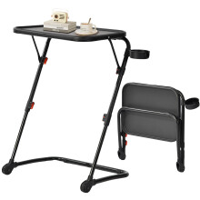 FurnitureR Vassoio TV pieghevole a forma di Z con portabicchieri Tavolino pieghevole per snack e cena con 4 altezze e 3 angoli di inclinazione re