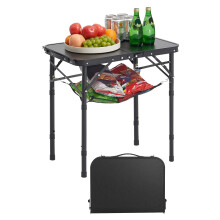 VEVOR Tavolo da campeggio pieghevole Altezza regolabile MDF in alluminio Esterno portatile Leggero per cucinare Picnic in spiaggia Viaggi 24 x 16