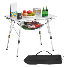 VEVOR Folding Camping Table Portable Roll Up Side Tables Lightweight Aluminum Beach Table for Outdoor BBQ Tailgating Picnic Travel (35 inch-Silver