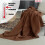 IBENA Plush Solid Color Cotton Blend Throw Blanket Porto - Chocolate 3