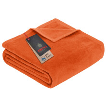 IBENA Plush Solid Color Cotton Blend Throw Blanket Porto - Burnt Orange