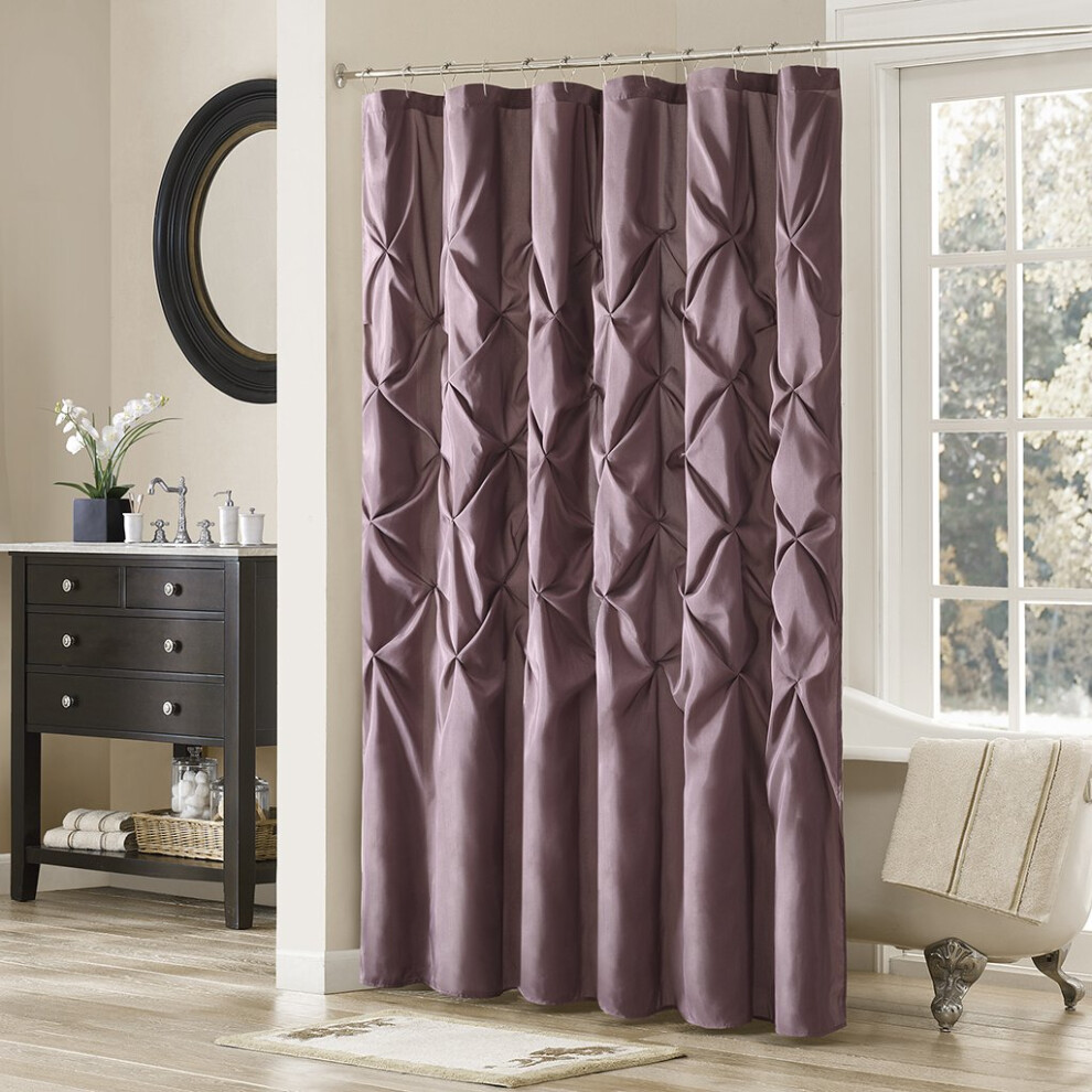 Madison Park Purple Laurel Shower Curtain Pieced Transitional Shower Curtains For Bathroom 72"""" X 72"""" Violet