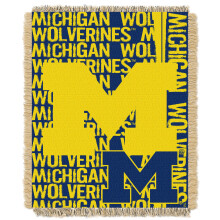 Northwest NCAA Michigan Wolverines Woven Jacquard Throw Blanket 48"""" x 60"""" Double Play