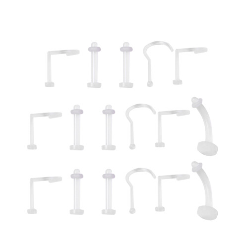 40 flexibele piercing sieraden neusbrug, wenkbrauw, lip 1