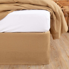 VHC Brands Jupe de lit franges en toile de jute Queen 60 x 80 x 16, beige naturel