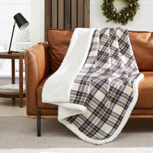 Eddie Bauer Throw Blanket Reversible Sherpa Fleece Bedding Home Decor for All Seasons Edgewood Khaki Throw