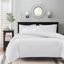 Madison Park Quebec Juego de colcha King acolchada de 3 piezas en color blanco pαlido polvoriento, para cama King o Cal King, ideal para decoraci