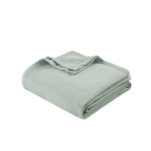 Madison Park Liquid Cotton Luxury Blanket Premium Soft Cozy 100% Ring Spun Cotton For Bed Couch or Sofa Twin Sea Foam