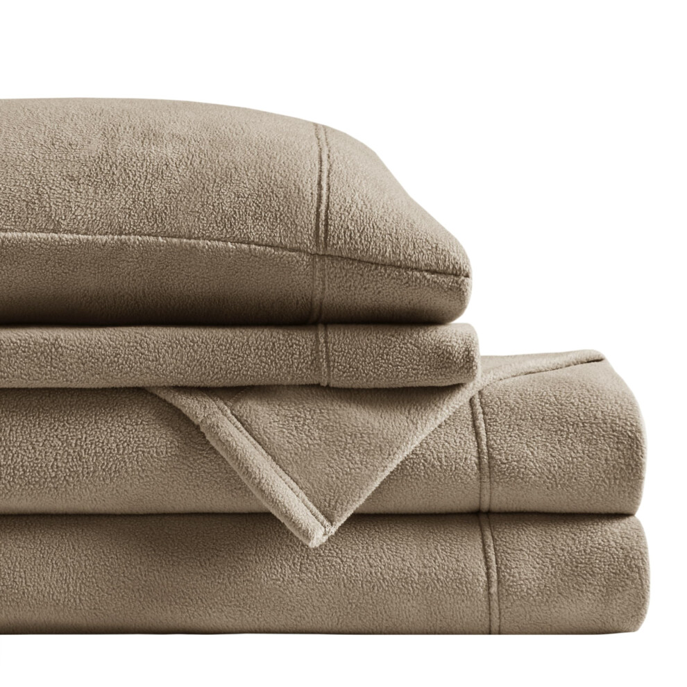True North by Sleep Philosophy Micro Fleece Bed Sheet Set Warm Sheets with 14"""" Deep Pocket for Cold Season Cozy Sheet-Set Matching Pillow Case-image-OPC-PM8WZBD-NEW