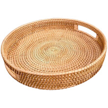 Geflochtene Rattan Servierplatte Runder Mit Henkeln