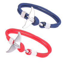 2 whale-tail-armbänder überlebensseil mit metallhaken