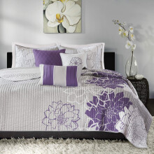 Madison Park Lola 100 % bomuldsdynes?t-Afslappet blomsterkanalsyning Design Hele s?sonen Letv?gtsbetr?k Senget?ppe Senget?j Shams Dekorative pude