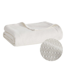 Madison Park Freshspun Basketweave Premium Soft Cozy Luxury Cotton Blanket For Bed, Couch or Sofa, King, Cream