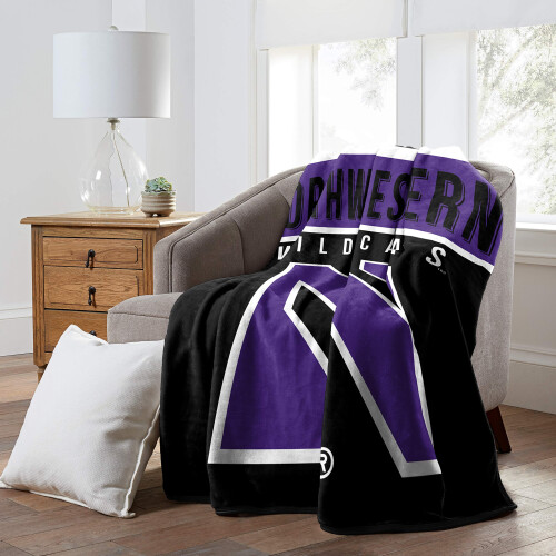 Northwest NCAA Northwestern Wildcats Raschel Couverture 60"" x 80"" Basic 1