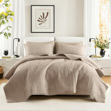 Komfortutrymmen Kienna Quilt Set - Dubbelsidiga smmar Design Sommarfilt Lttvikt Mjuk All Season Sngklder Layer Matchande Sham Taupe Coverlet