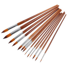 13Stk Vielseitiges Nylon Malpinsel Set Braun Leichtes Holz Malwerkzeug