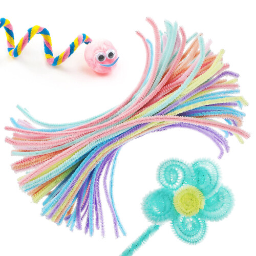 100 Flauschige Bastelstäbchen Pfeifenputzer Jumbo Chenille 1
