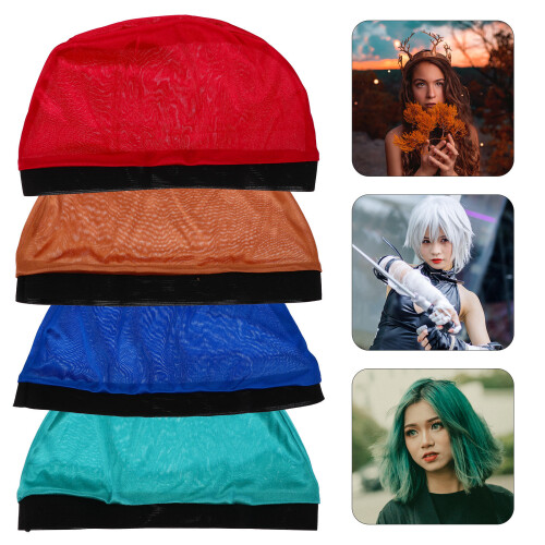 4 elastische -caps, unisex, glatt, bunt, kuppel-design 2