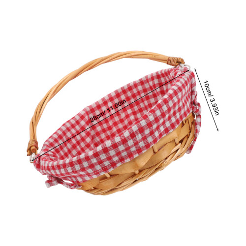 Handgewebter Weidenkorb Runder Picknickobstkorb Mit Griff Leinenfutter 2