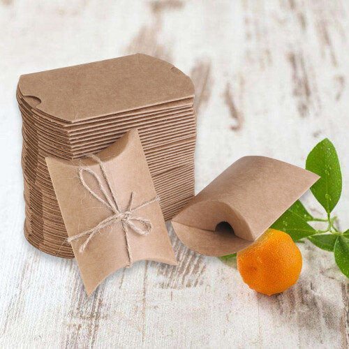 50Boîtes Cadeaux Kraft Marron Pour Mariage Bijoux 2