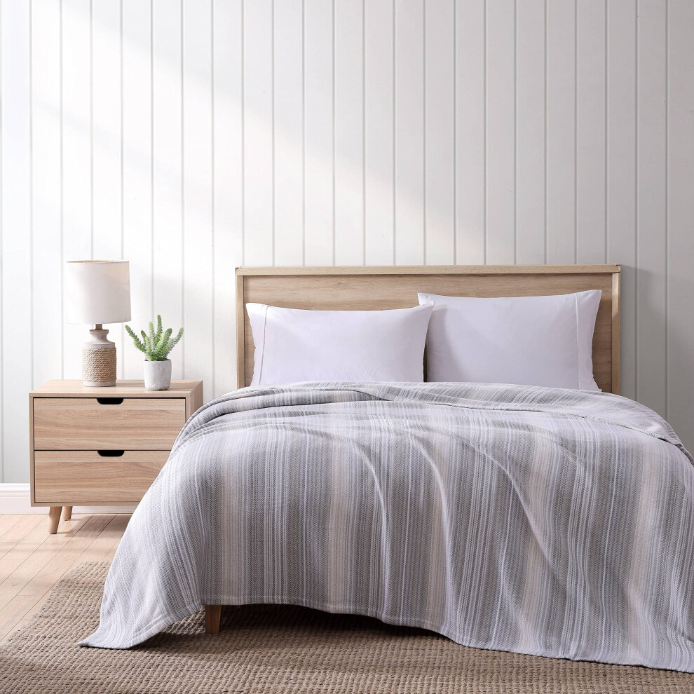 Tommy Bahama - King Blanket Soft Cotton Bedding Coastal Inspired Bedding Essentials (Sandy Shore Beige King) Cream
