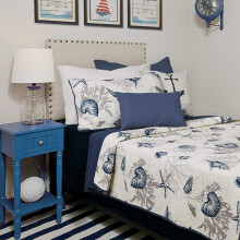 Brandream Ocean Dynes?t Twin St?rrelse 100% Bomuld Letv?gts Quilt S?t Coverlet S?t Navy Coastal Senget?j Twin XL 2-Piece
