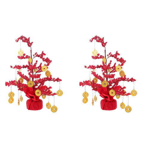 2 Sets - Und Geldbaumdekoration Für Neujahr 1