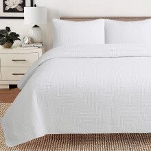 Cozy Line Home Fashions 100 % bomuld Firkantet ternets?m Solid hvid quilt Senget?jss?t Senget?ppet?ppe Letv?gts til alle ?rstider (labyrint - hvi