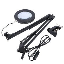 1Stk Schwarze LED Schreibtischlampe Mit Lupe, Metallclip, Dimmbar