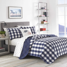 Eddie Bauer Hem | Lake House Collection | Sngklder Set - 100 % bomull Lttviktstcke verkast frtvttat fr extra komfort Twin Blue