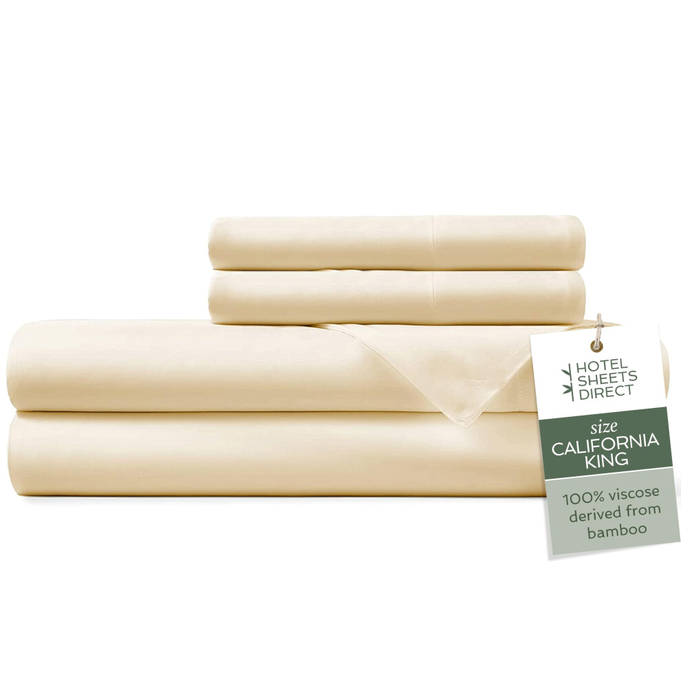 Hotel Sheets Direct 4 Piece Bed Sheet Set California King Size 100% Viscose Derived From Bamboo Sheets Set With 2 Pillowcases Cooling & Breathable