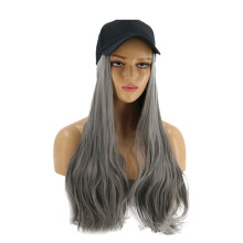Hat Hair Wigs Für Lockig Dunkelgrau 1Set Synthetische Fasern