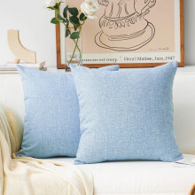 Home Brilliant Lot de 2 housses de coussin en lin doubl dcoratif pour banc 45,7 x 45,7 cm Bleu clair