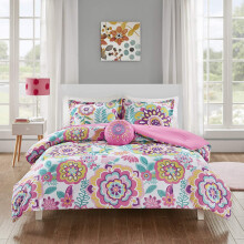 Mi Zone Camille Tcken Set Vibrerande Blommor Design Hela ssongen Tonring Sngklder Matchande Sham Dekorativ Kudde Flickor Sovrum D?cor Full/D