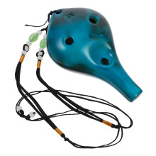 1 stück 6-loch ocarina flöte blau mit tasche und seil