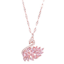 zirkonia halskette choker schwananhänger hals-schmuck rosa