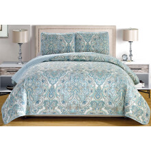 GrandLinen - Parure de lit 3 pices imprim fin (double), couvre-lit rversible, couvre-lit surdimensionn (bleu ple, gris, cachemire)