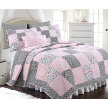 Mysig linje Hemmode 100 % bomull Riktigt lapptcke Blommig Butterfly Shabby Chic Girly Vndbar Quilt Sngklder Set Coverlet verkast (Svart Rosa